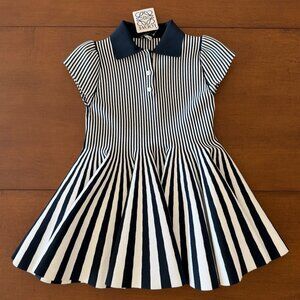 LOEWE FW 2023 striped stretch-knit trapeze mini dress (size Small), navy/white